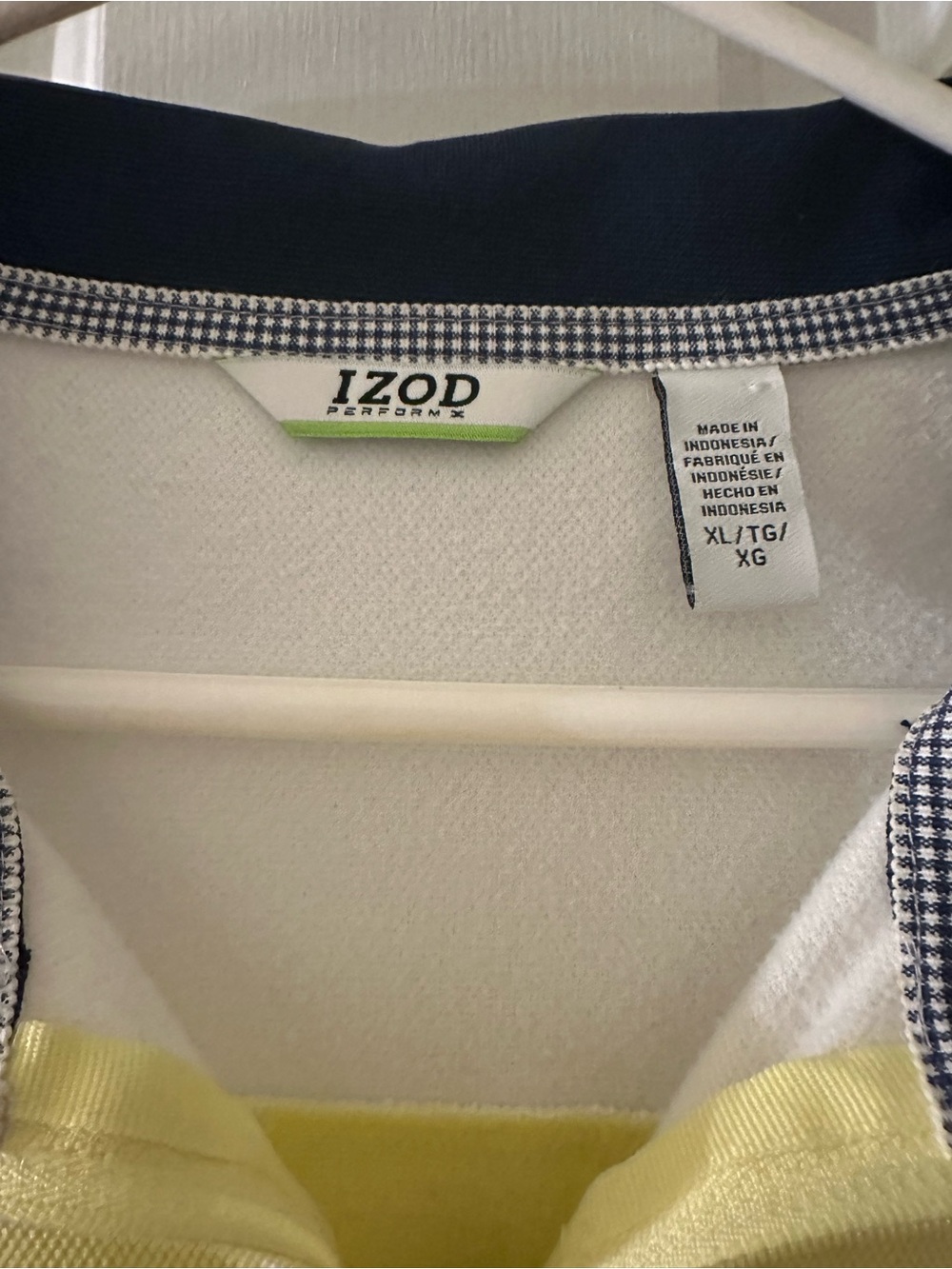 Izod Men's Long Sleeve Shirt in White, Navy & Yellow